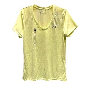 NEW Under Armour Women's Tech Twist V-neck Top size M Yellow
